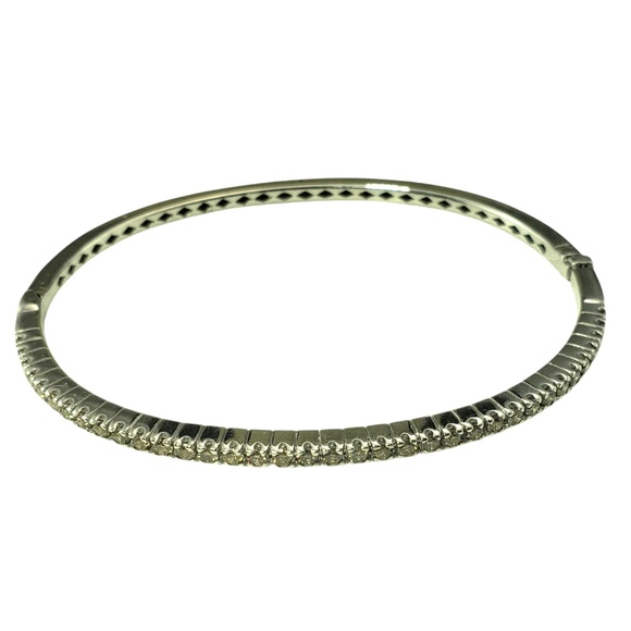 18 Karat White Gold Champagne Diamond Bangle Bracelet #20788 - Picture 2 of 8